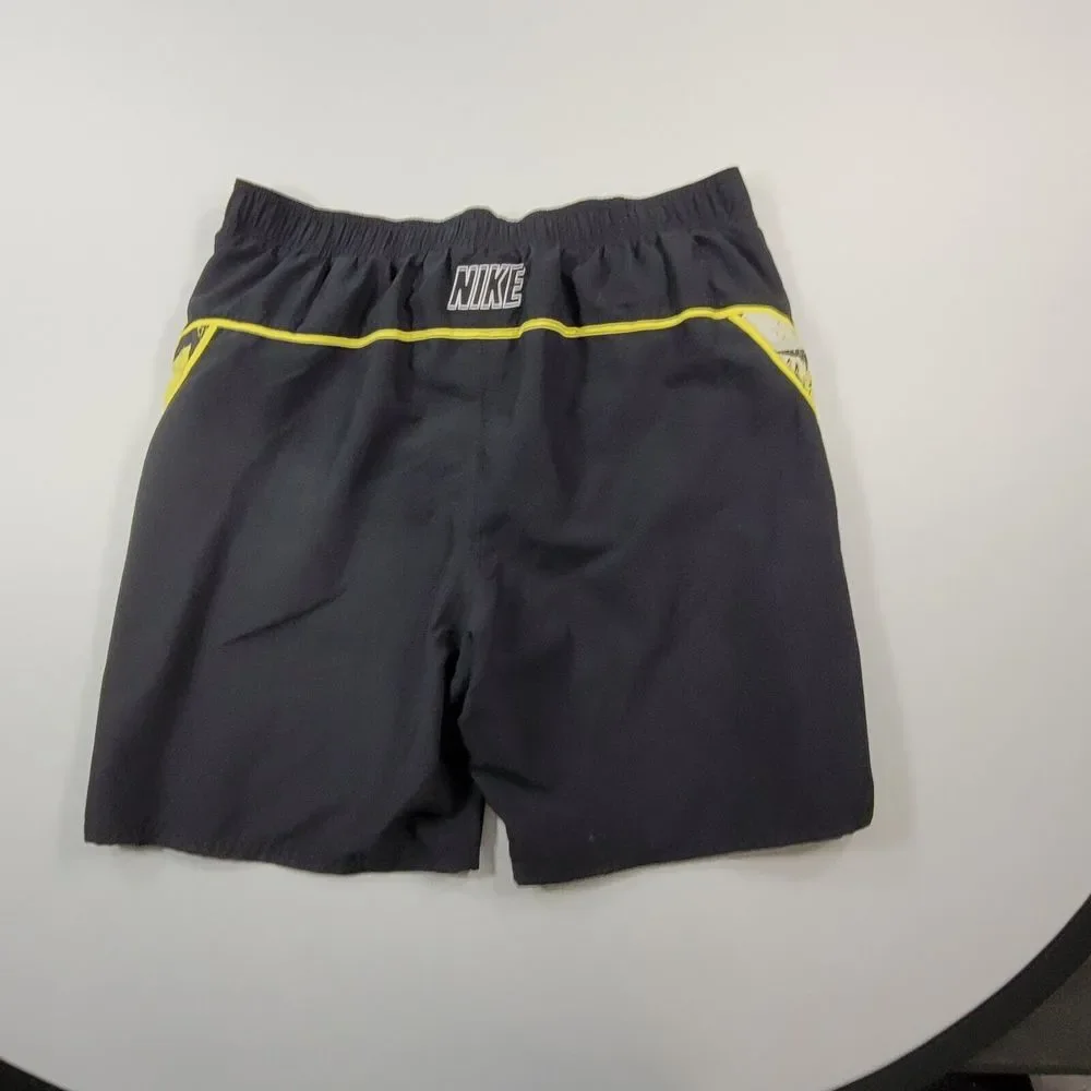 Nike Swim Trunks Mens Large Black Yellow‎ Logo Spellout Swosh